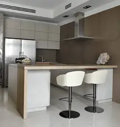 Gray kitchen design with breakfast bar