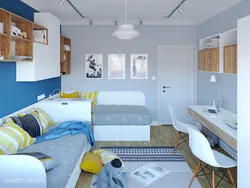 Дизайн прямоугольной спальни для 2 детей