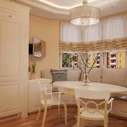 Kitchen design 12 meters with bay window