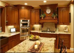 Kitchen design with hood in the corner