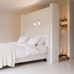 Bedroom design with door in corner
