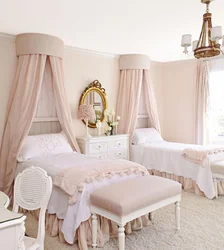 Girls bedroom design with two beds