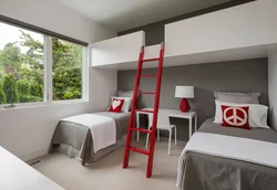 Дизайн спальни для девочек с двумя кроватями