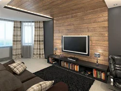 Living room design under wood in a modern style