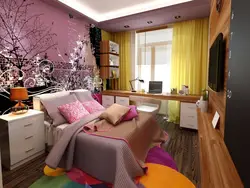 Дизайн спальни 12 кв м для девочки