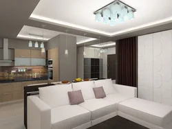 Design Of A Kitchen Living Room In A 3-Room Apartment