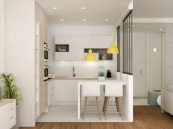 Design of a one-room apartment with a kitchen in a niche