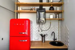 Kitchen design with a gas boiler in Khrushchev