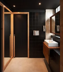 Bathroom Design In Dark Colors With Wood