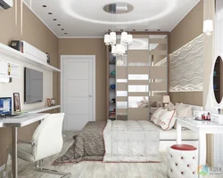 Bedroom with workspace design 12 sq m
