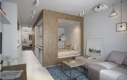 Apartment Design With Kitchen, Living Room And Two Bedrooms