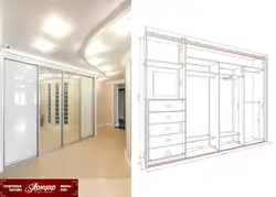 Дизайн шкафа в прихожую с зеркалом на 2 метра