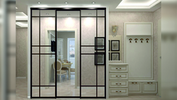 Wardrobe design for the hallway with a 2 meter mirror