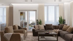 Living room design with window and balcony on different walls