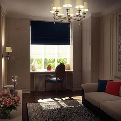 Дизайн гостиной с окном и балконом на разных стенах