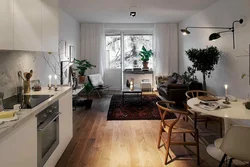 Living room design 20 sq m in Scandinavian style