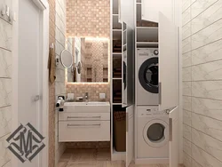 How to hide a washing machine in a bathroom closet modern design