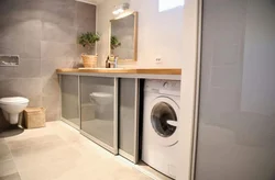 How to hide a washing machine in a bathroom closet modern design