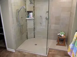 Do-it-yourself shower in an apartment made of tiles photo