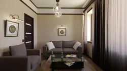 Design of a guest room in an apartment with a sofa