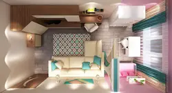 Design of a two-room apartment with a children's room