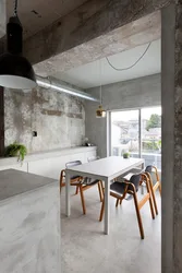Mətbəx interyerində loft beton