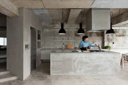 Loft concrete in the kitchen interior