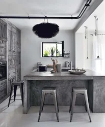 Loft concrete in the kitchen interior