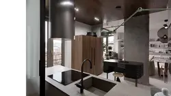 Лофт бетон в интерьере кухни