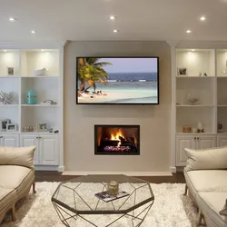 Kitchen Design Fireplace With TV