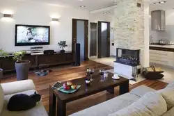Kitchen design fireplace with TV