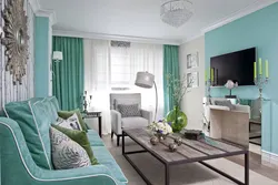 Living Room In Sea Color Design