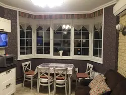Kitchen design bay window with sofa