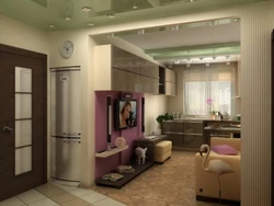 Design of hallway living room kitchen bedroom