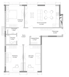 Design of 3 apartments with dressing room