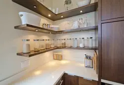 Kitchen With Glass Shelves Design
