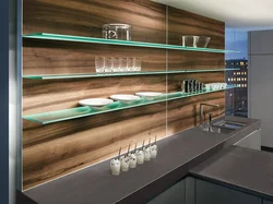 Kitchen with glass shelves design