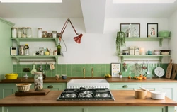 Kitchen with glass shelves design