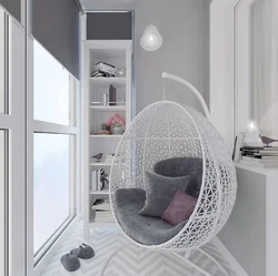 Дизайн лоджии с подвесным креслом