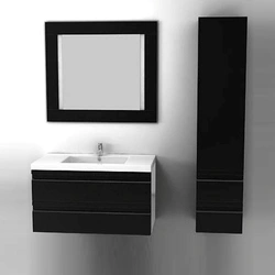 Bathroom design with black cabinet