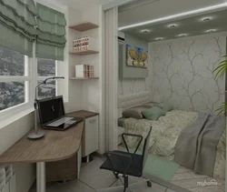 Дизайн спальня кабинет на балконе