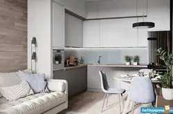 Kitchen design sq. meters with sofa