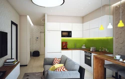 Kitchen design sq. meters with sofa