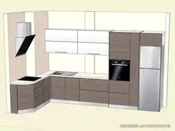 Дизайн кухни с пеналом и холодильником