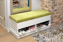 Shoe rack in the hallway with a seat, photos of your own