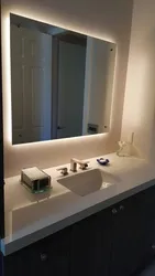 Bathroom mirror sink lighting photo