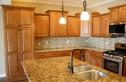 Golden oak kitchen photo