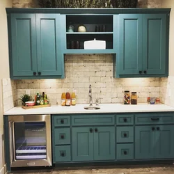 Blue green kitchen photo