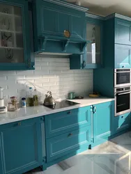Голубая зеленая кухня фото