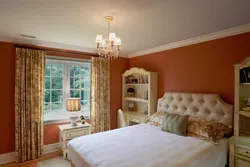 Персиковая спальня шторы фото